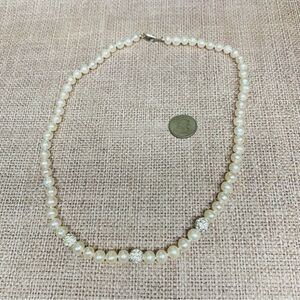 IPS Sterling Silver‎ Genuine Pearl and Crystal Bead Necklace